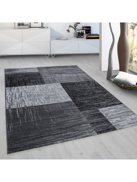 onhandig Zeg opzij trek de wol over de ogen Designer tapijt modern ruitpatroon kortpolig gevlekt zwart grijs wit