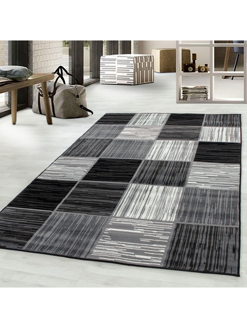 Ontoegankelijk uitstulping Zwitsers Laagpolig tapijt woonkamertapijt modern geruit tegelpatroon pool zwart